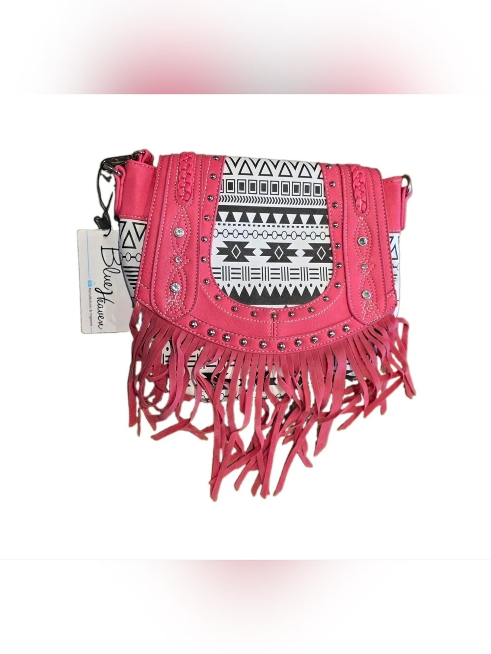 Ladies Brand New Fringe Western Pink Crossbody Messenger Bag Cowgirl NWTs.